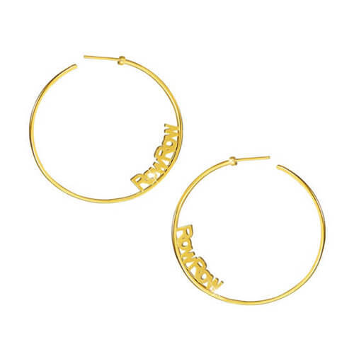 Personalized 18k gold hoop earrings with names makers bulk small custom made word hoop earrings wholesale factory and company